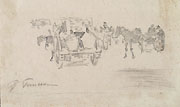 RUGGERO PANERAI, Horse Carts, black chalk
